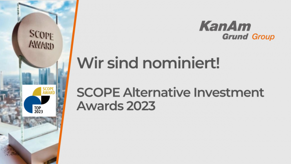 KanAm Grund Group in zwei Kategorien als “Bester Asset Manager“ für Scope Alternative Investment Awards 2023 nominiert 